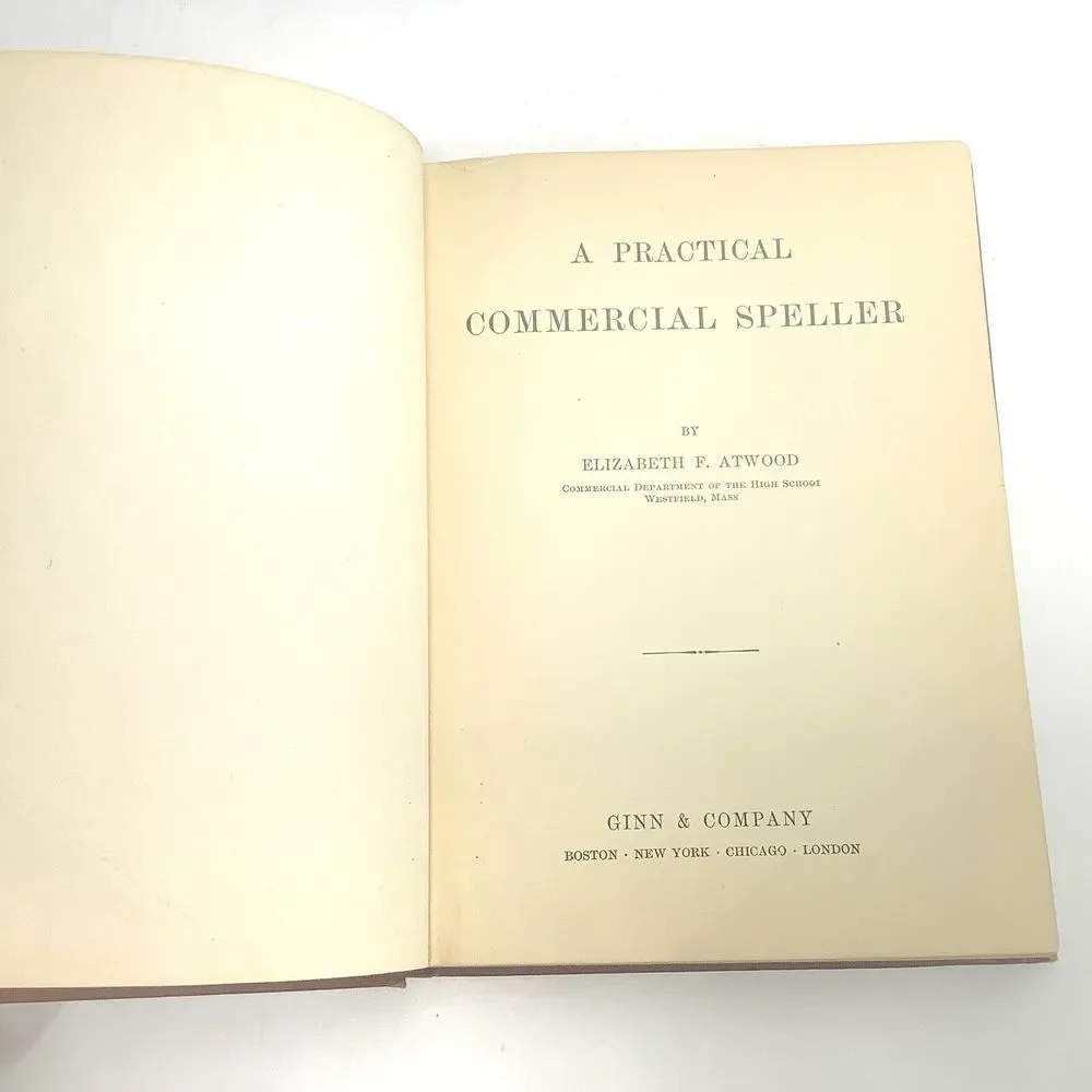 A Practical Commercial Speller Elizabeth Atwood 1905‎ Red Hardcover Fabric
